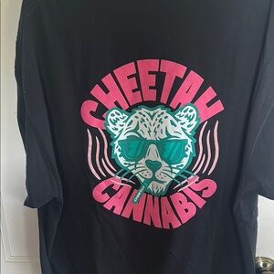 Black and Pink Cheetah Cannabis T-Shirt
